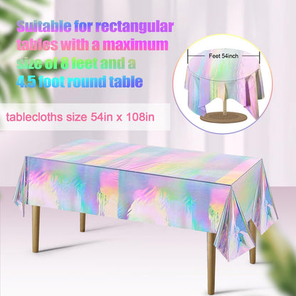 Tablecloth For Table Nappe De Table Tablecloth Birthday Iridescent Disco Party Decor Shiny Laser Holographic Disposable Covers