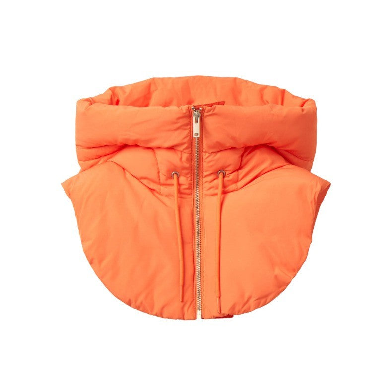 Winter Ultralight Down Hooded Hats for Women Men Warm Ring Scarf Balaclava Hat Neck Zippper Drawstring Coat Scarf Short Tank Top