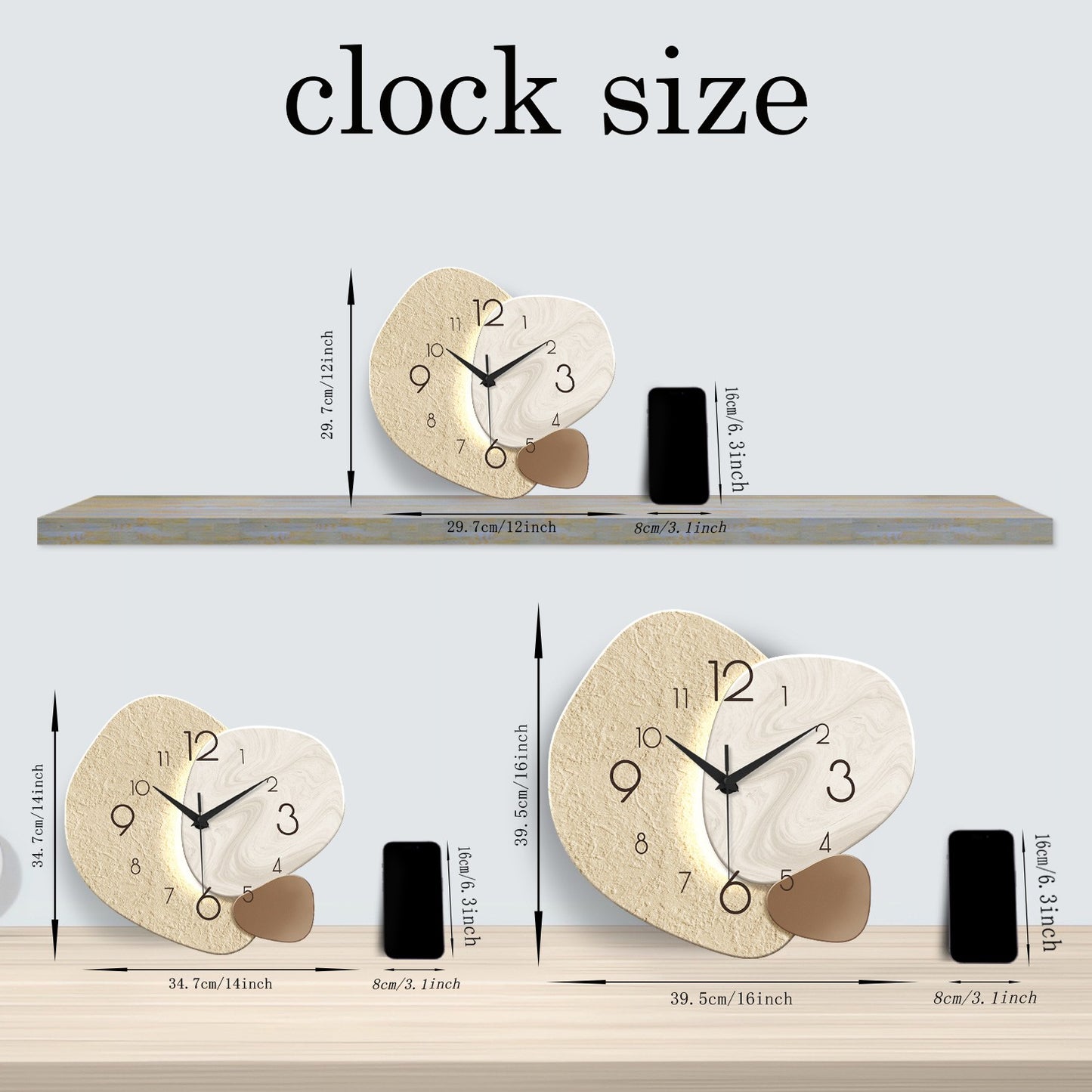 Modern Simple Wall Clock, Silent Quartz Clock, Bedroom Clock Living Room Sofa Background Decoration Wall Clock, No Battery