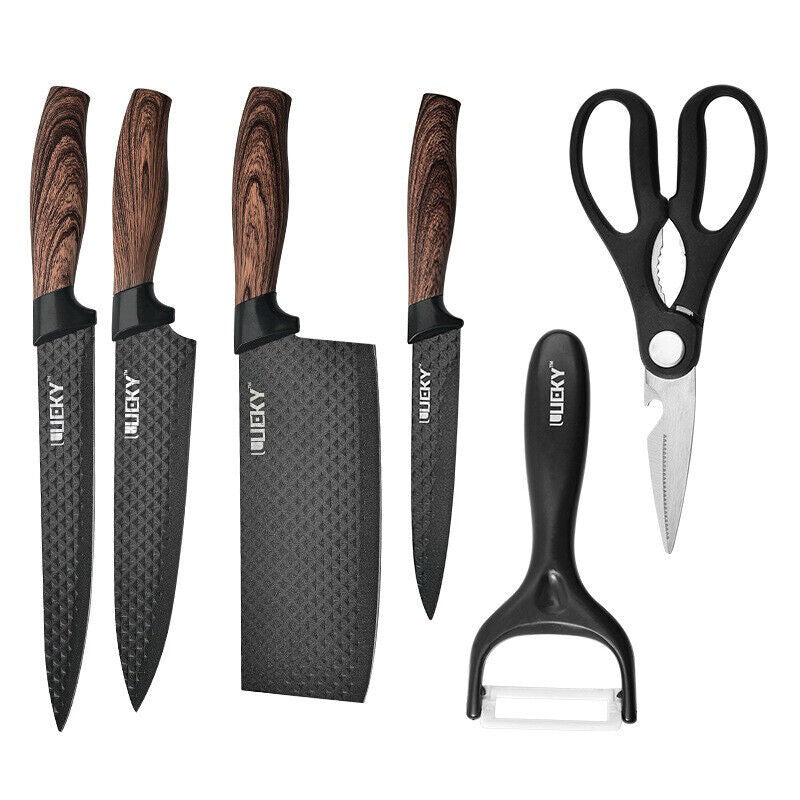 ZENG Kitchen Knives Sets Sharp Stainless Steel Chef Knife,Cleaver,Scissors Vegetable Fruit Peeler Unitly Knife Kitchen Tool Se