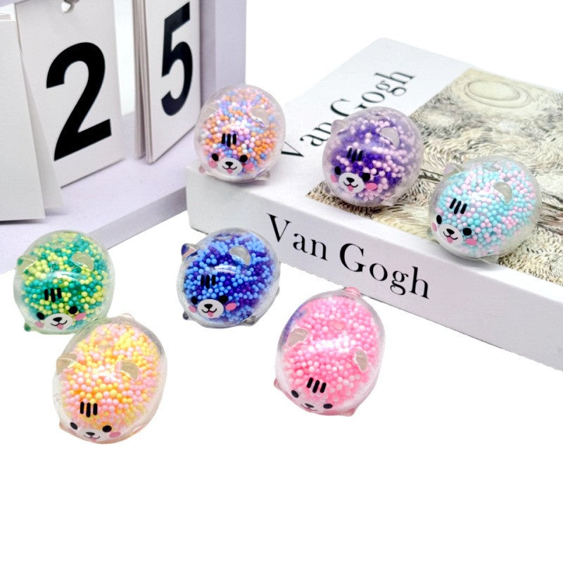 Colorful Bead Filled Bear Squishy Toy Squeeze Fidget Toy Sensory Stress Relief Toy Kids Adults Party Bag Fillers Birthday Gift