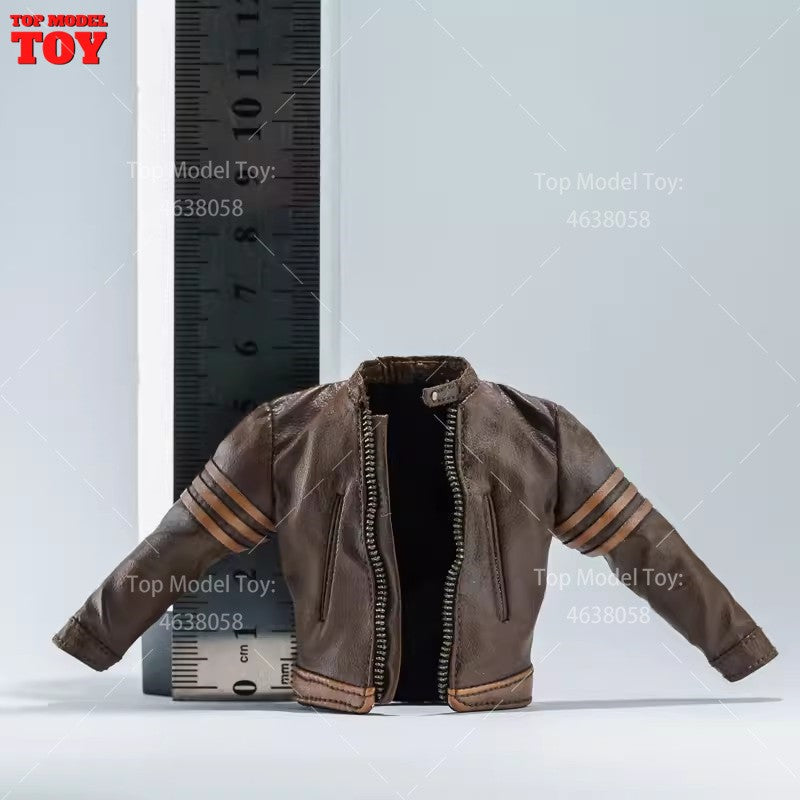 Jaqueta de Couro Marrom em Escala 1/12 Acessório de Roupa Modelo para Bonecos Articulados de 6'' Romankey Ant Notaman Masculino Soldados