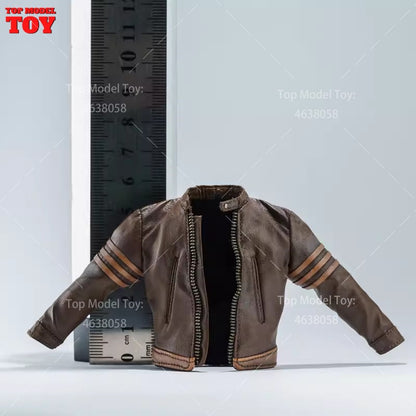 Jaqueta de Couro Marrom em Escala 1/12 Acessório de Roupa Modelo para Bonecos Articulados de 6'' Romankey Ant Notaman Masculino Soldados