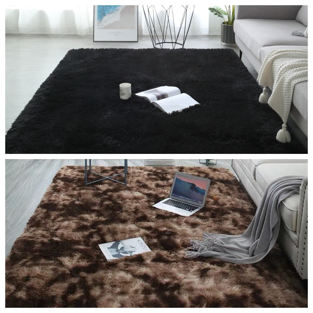 VIKAMA Tie-dyed Fluffy Carpets For Living Room Decor Bedside Rug Warm Plush Floor Mats Children's Room Play Mats Furry Carpet