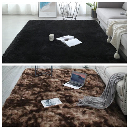 VIKAMA Tie-dyed Fluffy Carpets For Living Room Decor Bedside Rug Warm Plush Floor Mats Children's Room Play Mats Furry Carpet