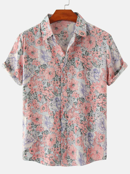 Mens Striped Casual Holiday Short Sleeve Orange Summer Button Down Shirt Hawaiian Shirt Summer Spring Lapel Button Down