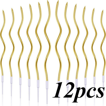 6/12/48pcs Birthday Candles Spiral Cake Candles  Long Thin Cake Candles For Wedding Party And Cake Decoration