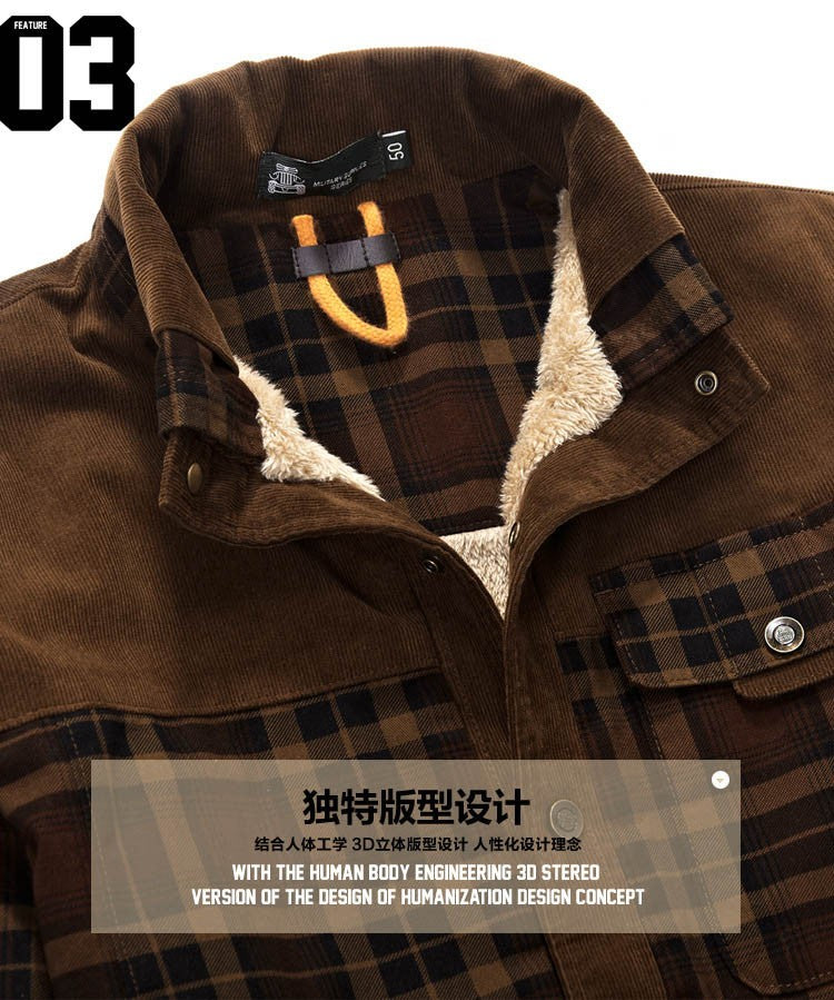 Brand Shirt Men Casual Shirts Wool Fleece Thick Warm Shirts for Men Handwork Plaid Shirt Men Camisa Denim Hombre Size M-4XL