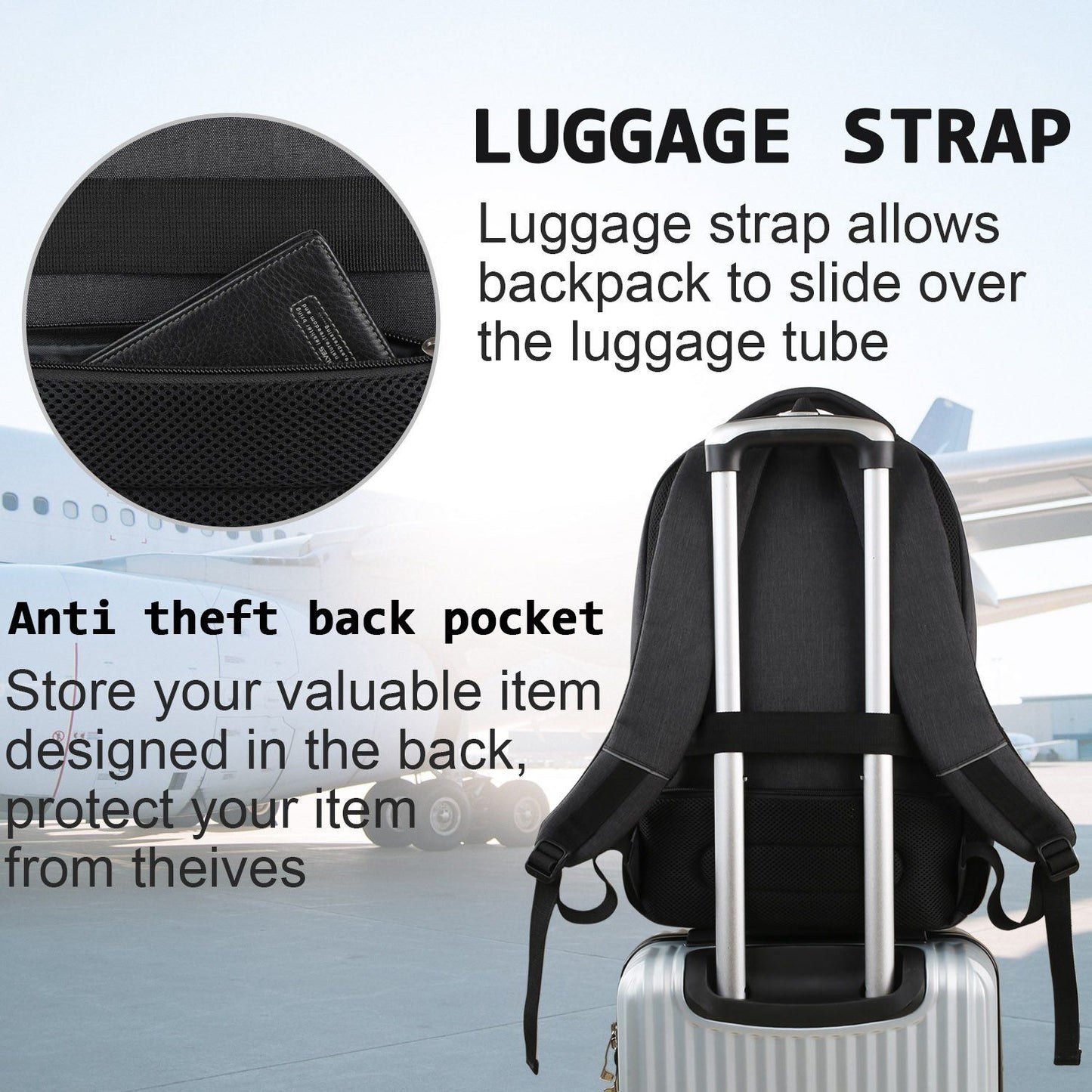 Mochila Masculina de Viagem Bolsa Fotográfica Lente de Câmera Externa Preta Ergonômica para Laptop de Grande Capacidade Impermeável para Montanhismo