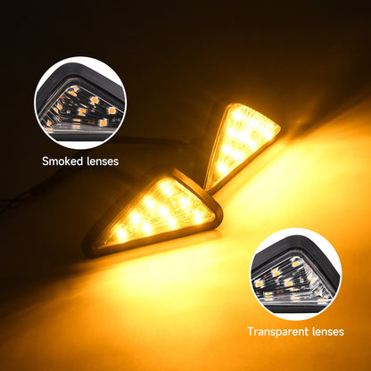 1 Par de Luzes de Seta LED para Moto, Tipo Triângulo Embutido, Indicadores de Sinal de Virada LED, Luzes Âmbar de Pisca-Pisca Diurnas