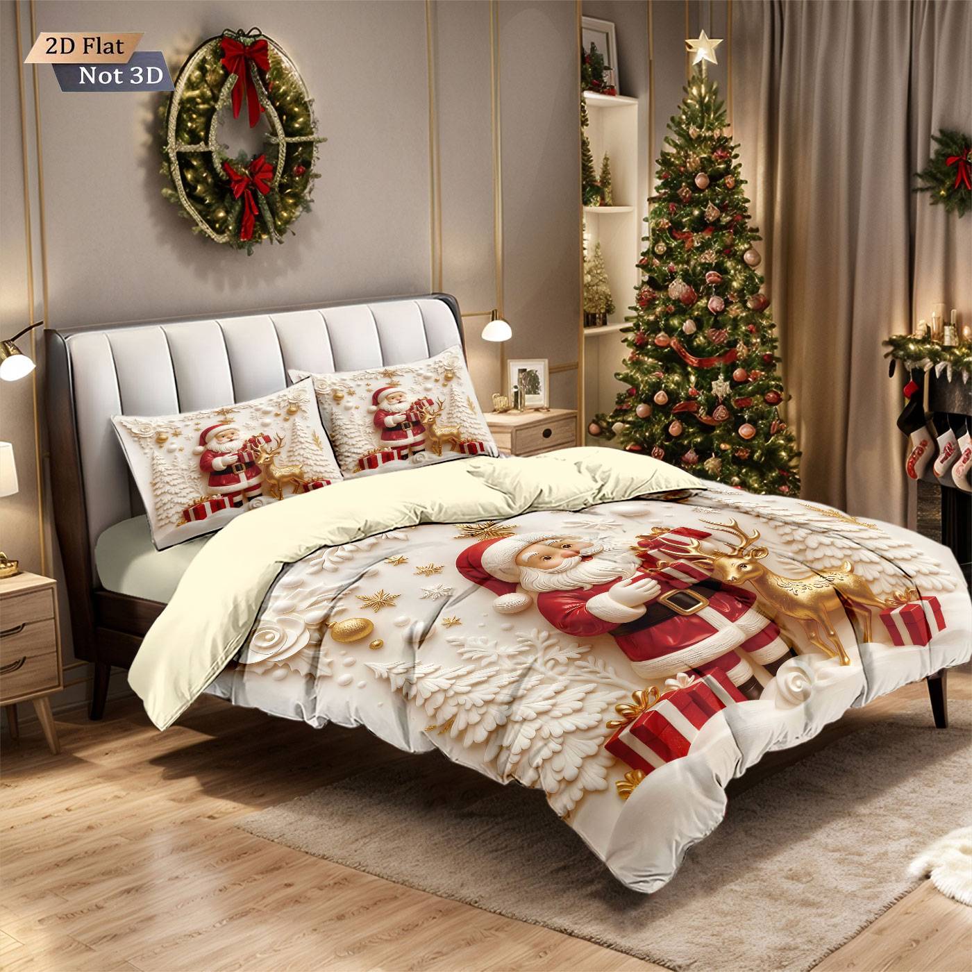 Jogo de Cama Sem Fio com Estampa de Boneco de Neve Feliz Natal 3 Peças Vários Tamanhos Decoração de Quarto Lavável na Máquina