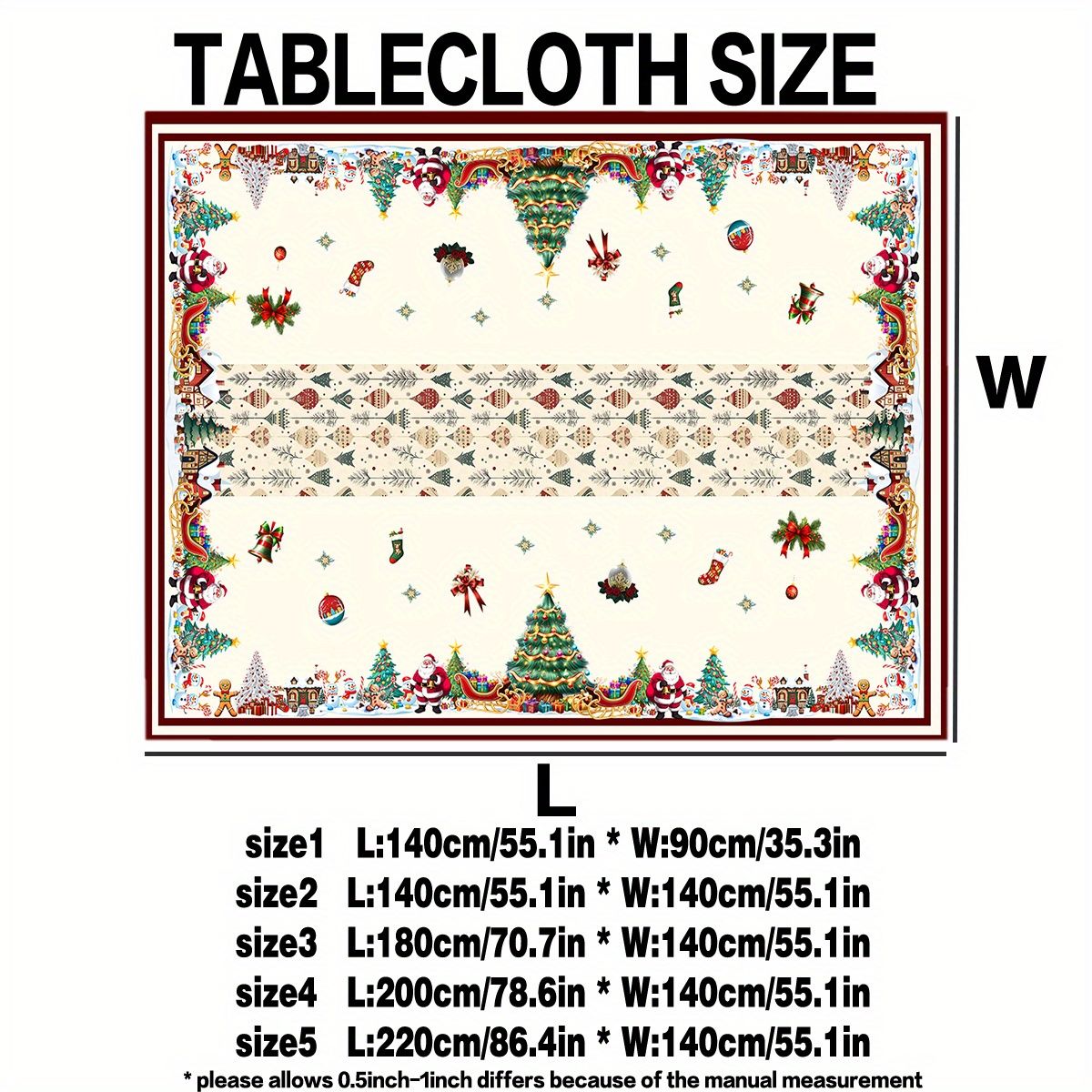 Christmas Trees Santa Print Tablecloth for Table Decor Winter Gingerbread Man Kitchen Dining Table Cloth Christmas Decorations