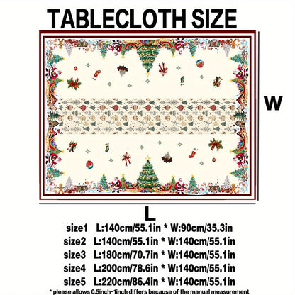 Christmas Trees Santa Print Tablecloth for Table Decor Winter Gingerbread Man Kitchen Dining Table Cloth Christmas Decorations