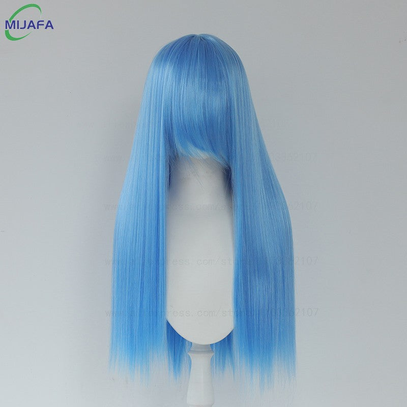 Peruca de Cosplay Longa e Lisa de Altíssima Qualidade, 400g, 48 Cores, 60cm, com Franja, Resistente ao Calor, Perucas Anime + Touca de Peruca