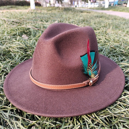 Chapéu Fedora Novo de Camurça 2023 Masculino e Feminino Outono Chapéu Panamá Jazz Estilo Britânico Elegante Retrô Fedora Chapéu de Aba Larga