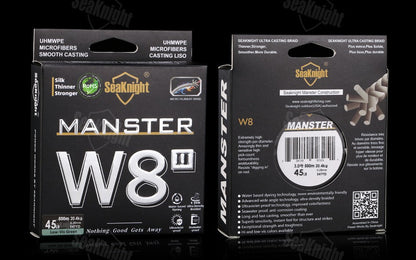 Linha de Pesca SeaKnight W8 II 300M PE, 8 Fios, Multifilamento Trançado, Revestimento Atualizado de Resina de Silicone, Pesca em Água Salgada