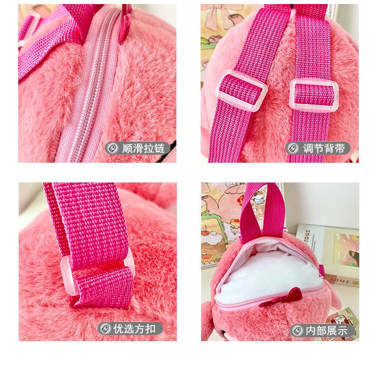 Kawaii Disney Stitch Bag Plush Backpack Bagpack Double Shoulder Crossbody Bag Storage Pouch Plushie Anime Toy Gift for Girls