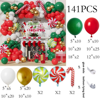Christmas Green Balloons Arch Kit Red White Gold Balloon Garland Xmas Candy Cane Foil Globos Christmas Home Birthday Party Decor