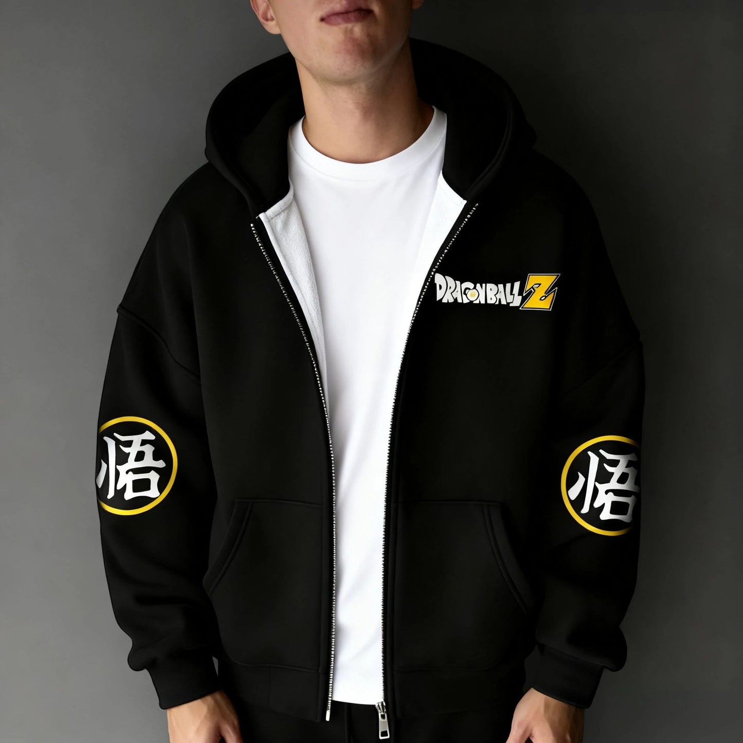 Dragon Ball Y2K Versatile Zipper Hoodie Men's Autumn/Winter New Gohan Anime Printed American Hip Hop Casual Loose Sweater Top