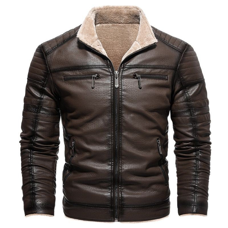 2024 Men Faux Leather Jacket High Quality Casual Zipper Fleece Warm Coats Winter Men Vintage Motorcycle Leather Jacket Men S-4Xl