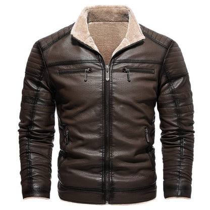 2024 Men Faux Leather Jacket High Quality Casual Zipper Fleece Warm Coats Winter Men Vintage Motorcycle Leather Jacket Men S-4Xl