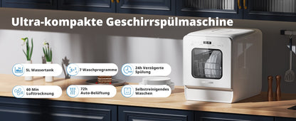 Smart Countertop Dishwasher, Touch Screen Compact Dishwasher, Quick Wash Portable Electric Dishwasher for Home Kitchen