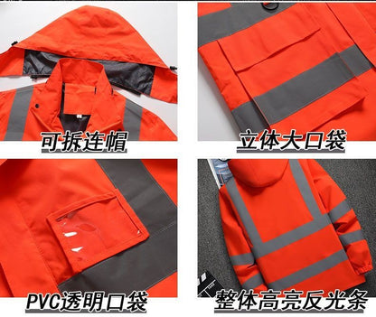 Jaqueta masculina de trabalho, roupa para construção civil, roupa de construção, roupa para trabalho ao ar livre, corta-vento, impermeável, faixa refletiva