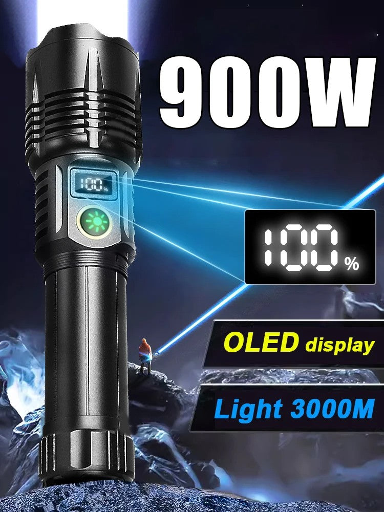 990000LM Most Powerful Flashlight Type-c Recharge 3000M Spotlight Tactical Flash Light 5000mAh High Power Led Flashlights Torch