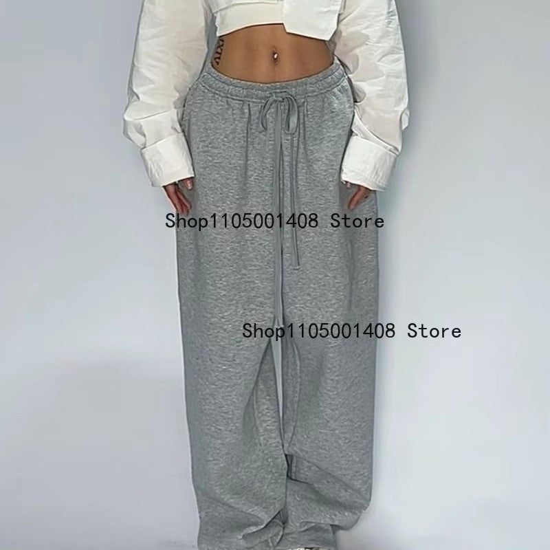 Casual and Comfy Grey Sweatpants for Women with Starchy Waist Loose Fit and Parachute Pants