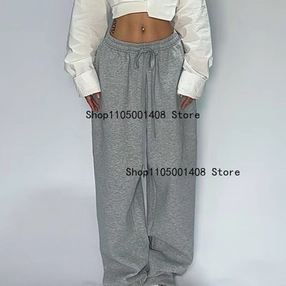 Casual and Comfy Grey Sweatpants for Women with Starchy Waist Loose Fit and Parachute Pants