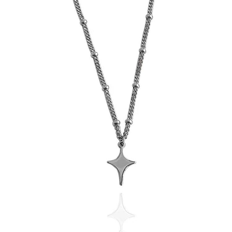 Colar de corrente com pingente de estrela prateado Kpop Gótico para mulheres, homens, Egirl, Y2K, Legal, EMO, Punk, Estética Grunge, Presentes