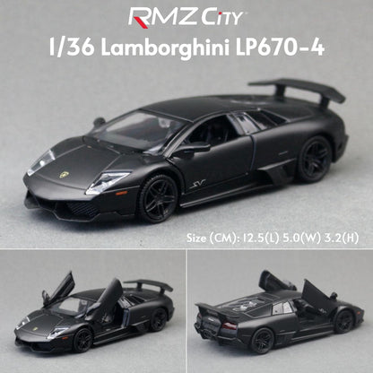 1/36 Lamborghini Super Sport Miniatura de Carro de Brinquedo para Crianças RMZ CiTY Diecast Metal Carrinho de Fricção para Coleção Presente Meninos