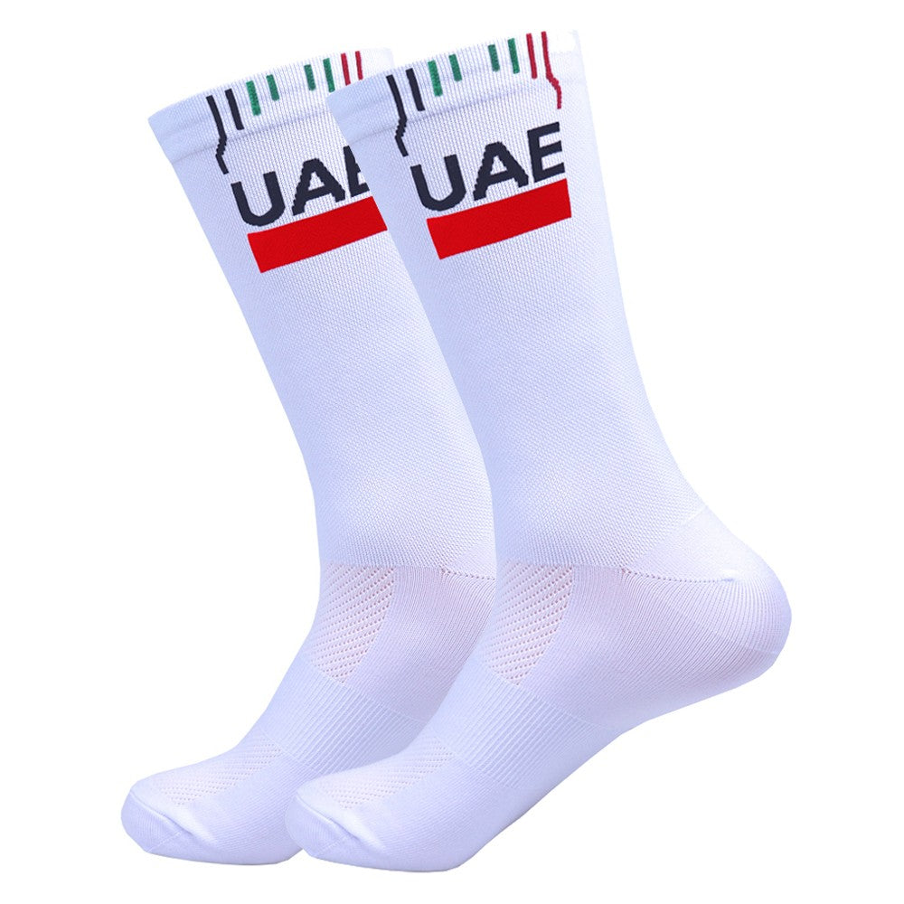 New White UAE Team INEOS Cycling Socks Non Slip Soccer Socks Cushioned Breathable For Running Basketball Bike Sports Grip Socks