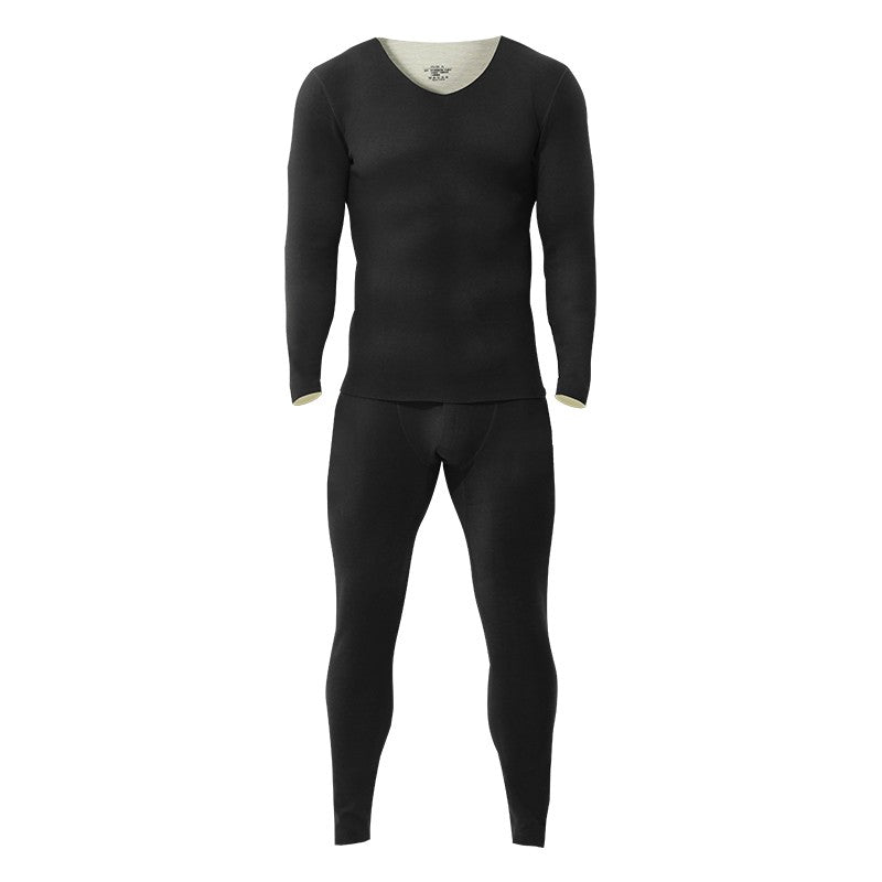 Seamless thermal underwear men's set V-neck thickened and fleece winter winter tight wool base long Johns