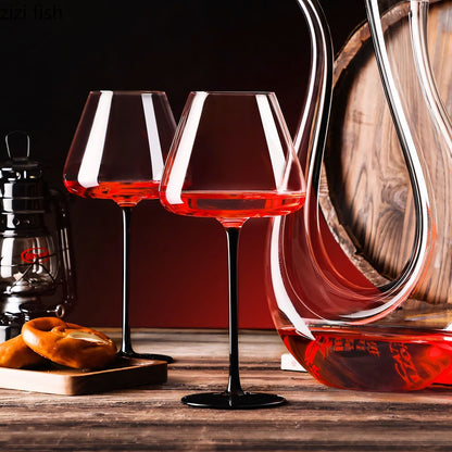 Copo de vidro transparente com base preta e pé alto, taça de champanhe criativa, taças de vinho, copo de coquetel, utensílios de vinho domésticos