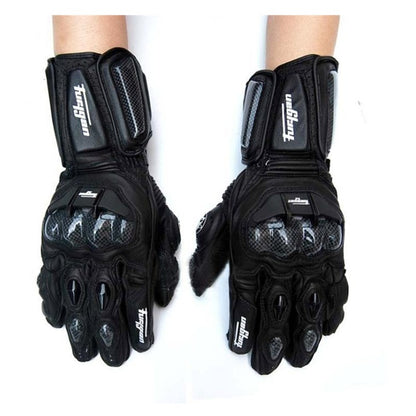 Luvas de Couro Genuíno para Motociclistas Masculinas Luvas de Motocross Corta-vento para Pilotagem ao Ar Livre Equipamento de Proteção para Motociclismo com Tela Sensível ao Toque