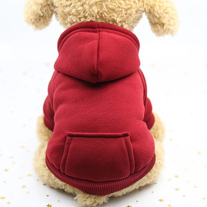 Roupas de Cachorro Fashion Outono e Inverno Roupas para Pequenos Pets Espessamento Quente Cor Sólida Moletom de Duas Pernas com Capuz Produtos Casuais para Pets