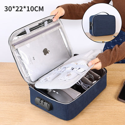 Locking Tech Organizer Bag - Anti-Theft Storage Case with Password Protection for iPad, Laptop Cables & USB Drives