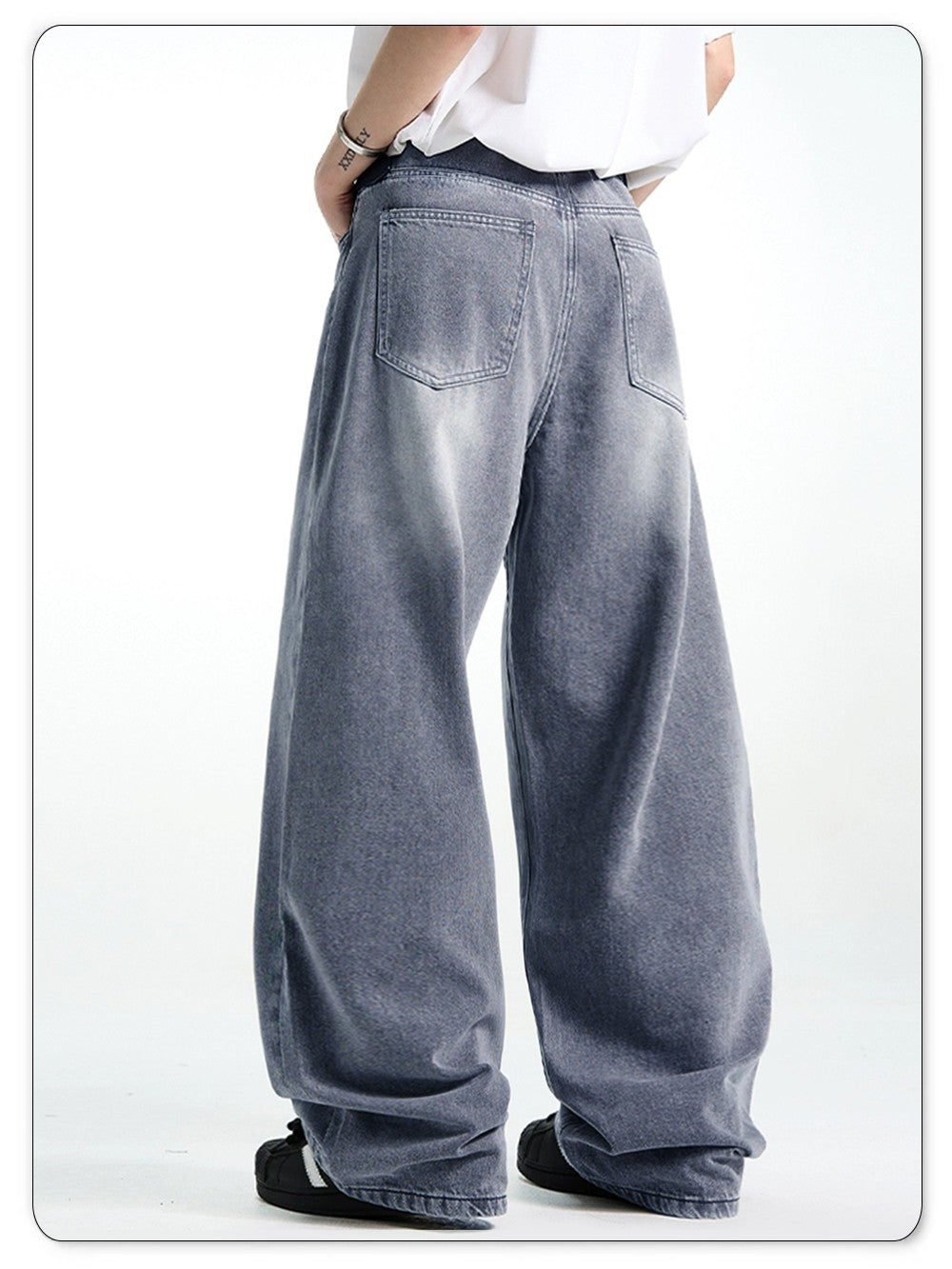 Calça Jeans Masculina Americana Retrô Lavada Branca Polida Solta Perna Larga Casual para o Dia a Dia Unissex Baggy Calça Jeans Masculina