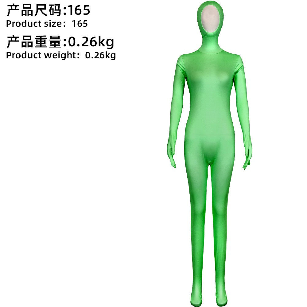 Open Split Orange Full Wrap Bodysuit Spandex Stretch Jumpsuit Adult Variety Show Halloween Cos and Body-fit Role Play Apparel