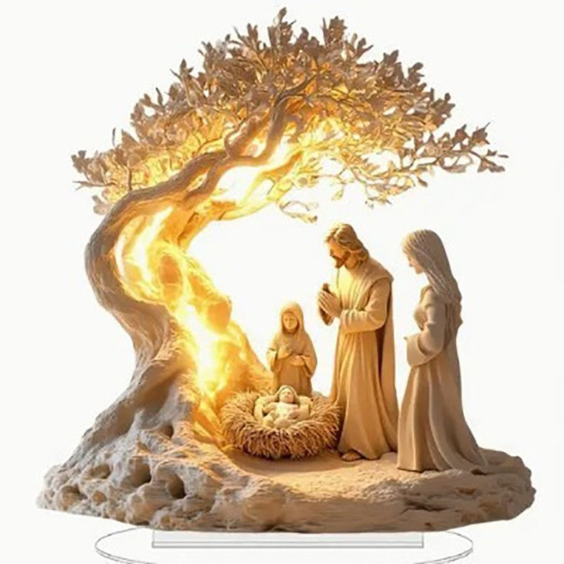 Jesus Birth Decor Glossy Acrylic Xmas Centerpiece Nativity Table Accessory Lightweight 2d Flat Christian Decoration For Party