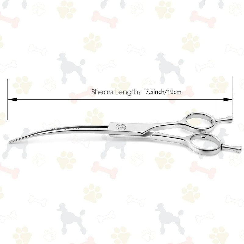 Tesoura curva de tosa para cães de 7,5", tesoura curva profissional para animais de estimação, tesoura curva para cães, tesoura curva para gatos