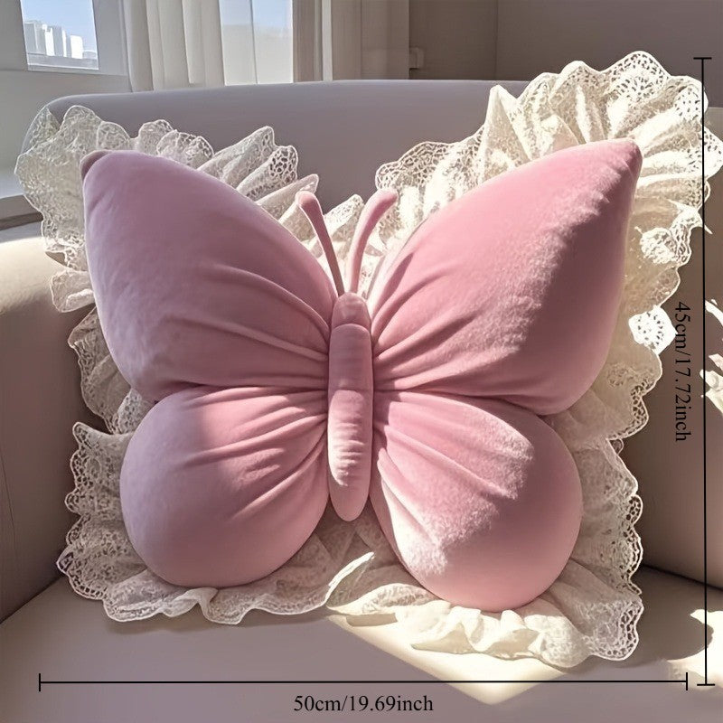 Butterfly-shaped throw pillow, cute cushion for bedroom sofa, home decor novelty item