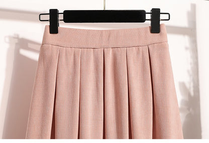 2025 Plus Size Pleated Skirts Solid Versatile Medium Length Skirt A-Line Maxi Gown Cover Autumn Winter New Half-length Skirt