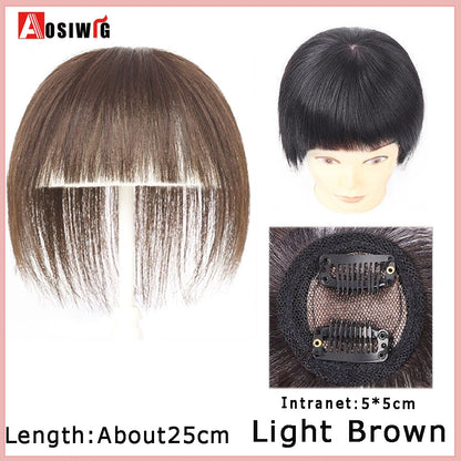 Perucas de cabelo encaracolado sintético AOSI castanho preto, substituição de extensões de cabelo tipo topete, apliques femininos com franja