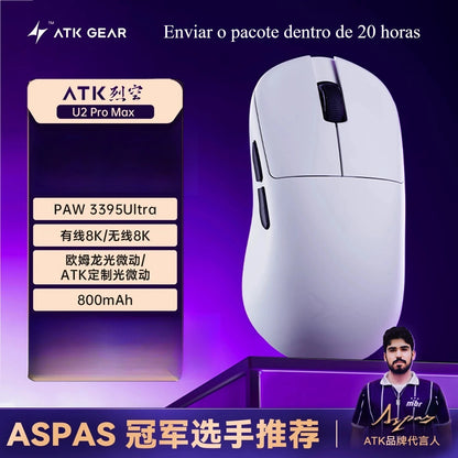 Novo Mouse Gamer Sem Fio BlazingSky U2 ATK 3 modos PAW 3950 Ultra Duplo 8k 44g Leve Mouse E-sports Acessório Customizável para PC