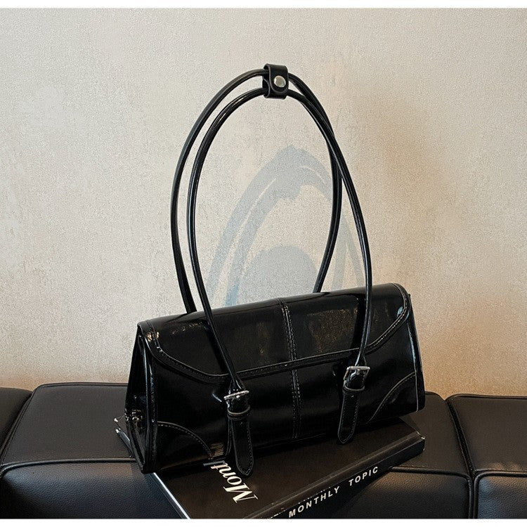 High End Burgundy Oil Wax Leather Underarm Bag Elegant Women's Magnetic Buckle Shoulder Bag Commuter Versatile Ladies Tote Bags