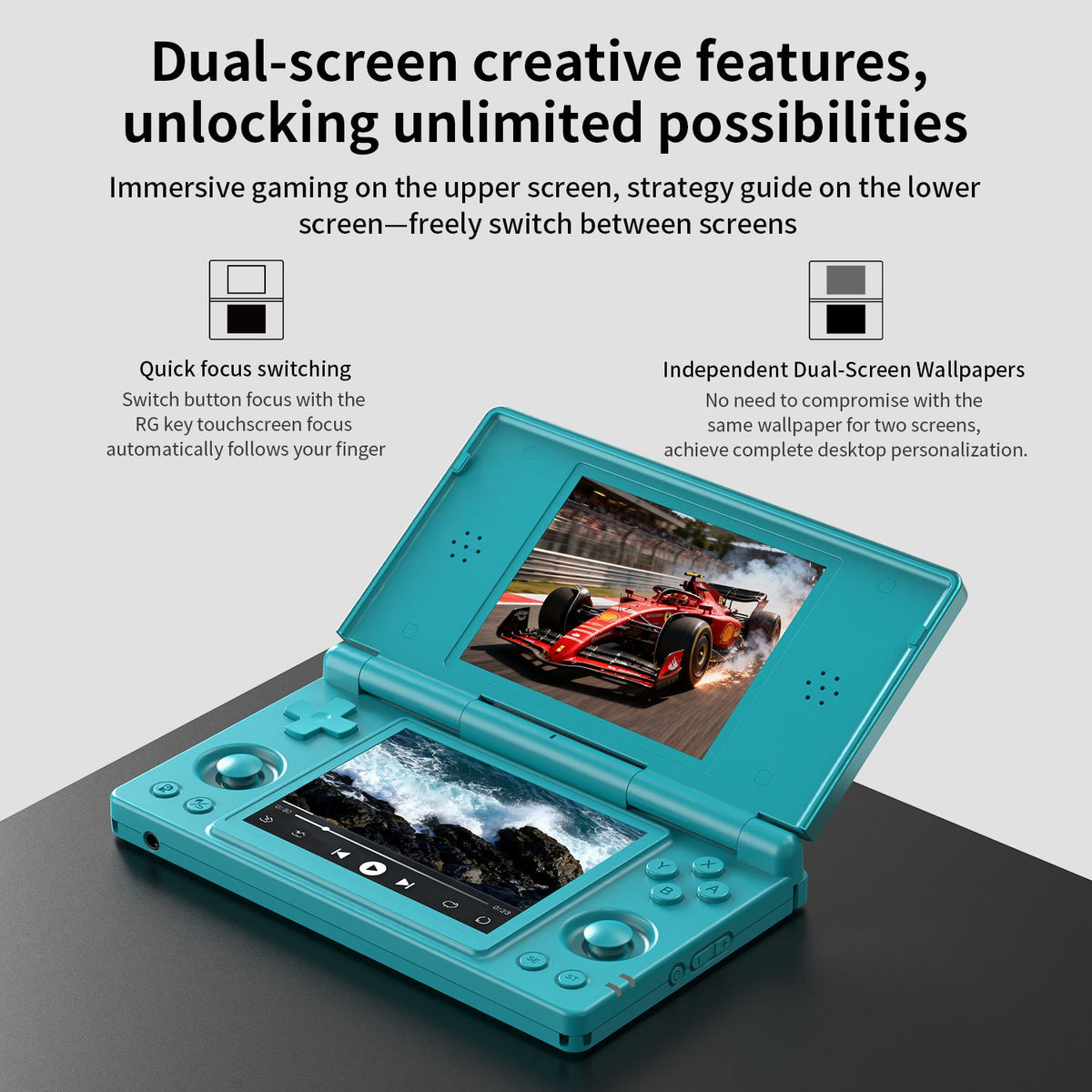 Anbernic RG DS Retro Video Game Console 4 Inch IPS Dual Multi-touch Screen Android 14 Flip Game Player RGDS For Christmas Gift