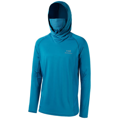 Camisa de Pesca Masculina Bassdash UPF 50+ de Manga Longa com Máscara e Capuz Protetor de Pescoço UV para Manter a Cabeça e o Rosto Aquecidos em Atividades ao Ar Livre, Caminhada e Corrida