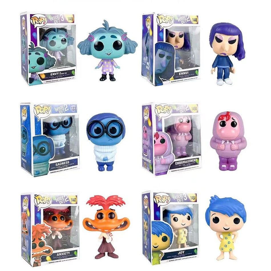 Anime Divertidamente 2 Alegria Ansiedade Raiva Tristeza Nojinho Medo Boneco POP Brinquedos de Ação Filme de Desenho Animado Bonecos de PVC